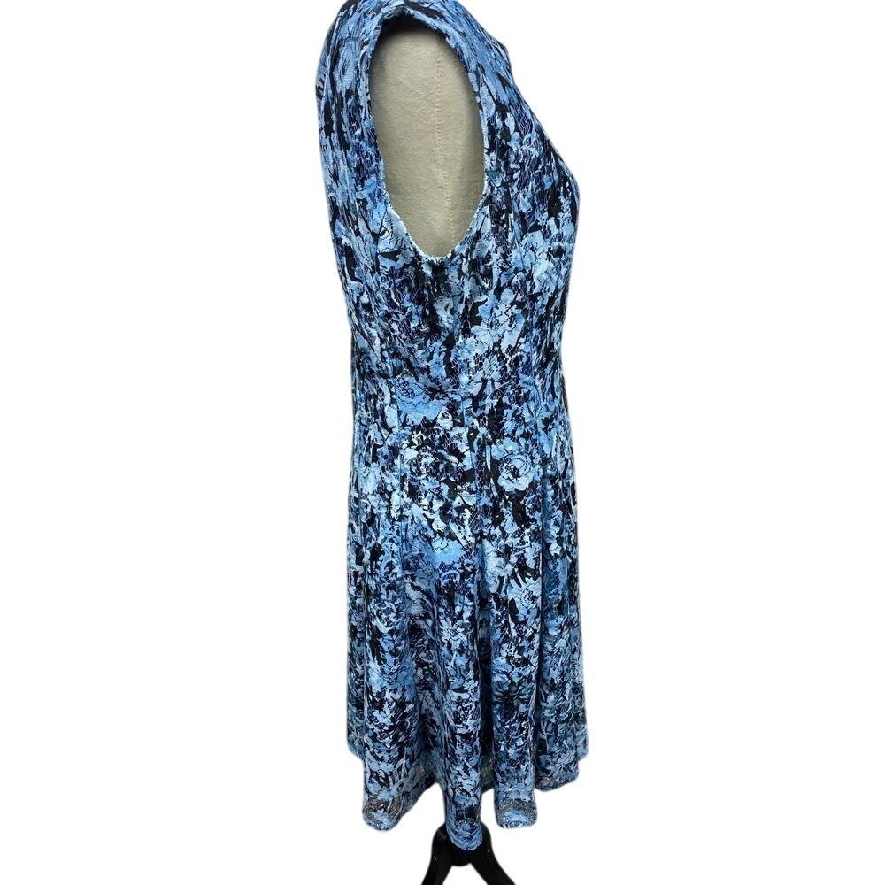 Roz & Ali Sleeveless Fit & Flare Vibrant Blue Knee Length Cocktail Dress Size 12 - Picture 3 of 8